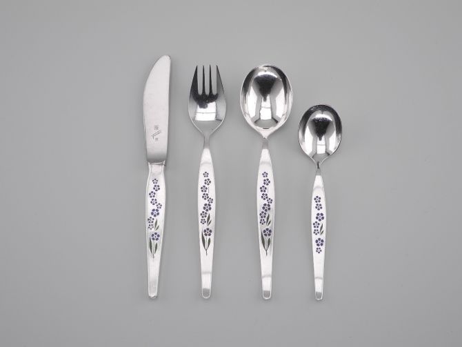 WMF Kinderbesteck versilbert Emaille Blumen