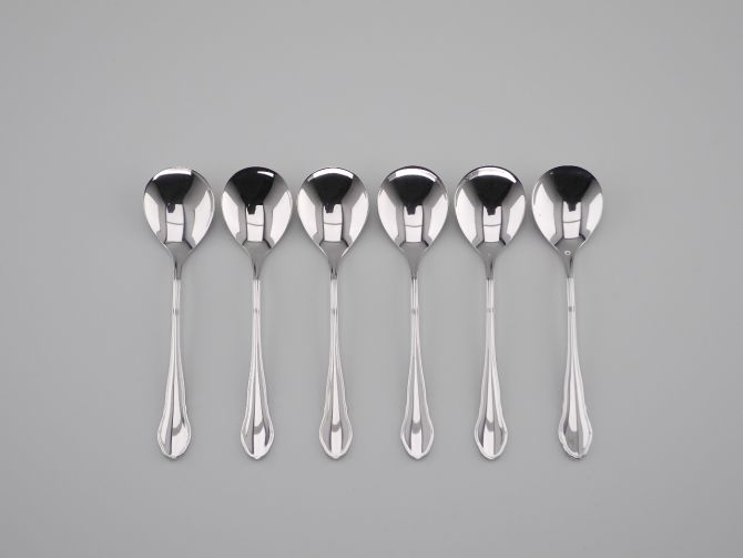 6 Tassenlöffel Bouillonlöffel aus der vintage alten Serie Royal Chippendale Cromargan von WMF Besteck