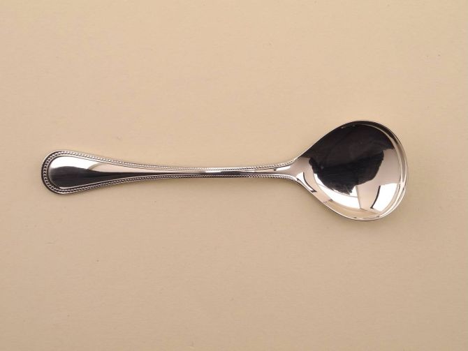 Zuckerlöffel Eislöffel vintage alte Serie Perlrand neue Version in Cromargan von WMF Besteck