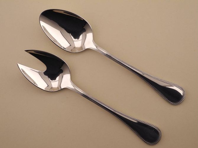 Salatbesteck vintage alte Serie Perlrand neue Version in Cromargan von WMF Besteck