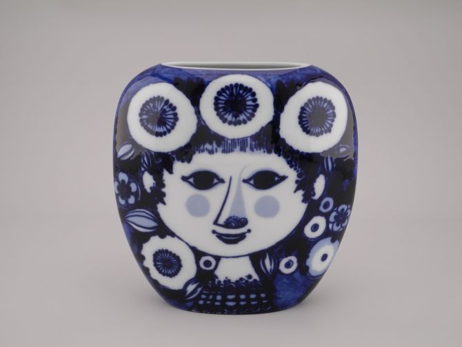 Björn Wiinblad Rosenthal Vase Kobalt blau Gesicht